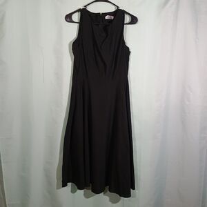 Black Sleeveless Midi Dress – Elegant A-Line Fit & Flare Classic Dress